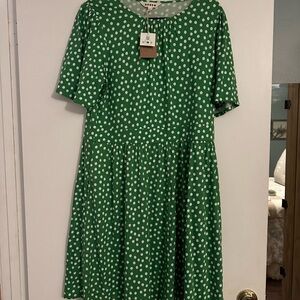 Boden Green and White Polka Dot Louisa Jersey Dress NWT size 12